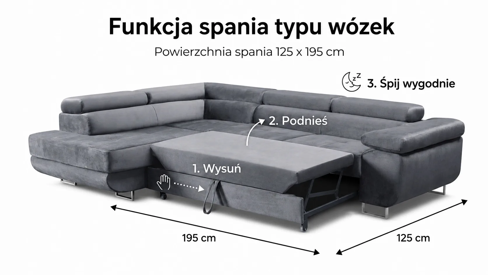 Narożnik ARCO z funkcją spania i pojemnikiem miniatura 6