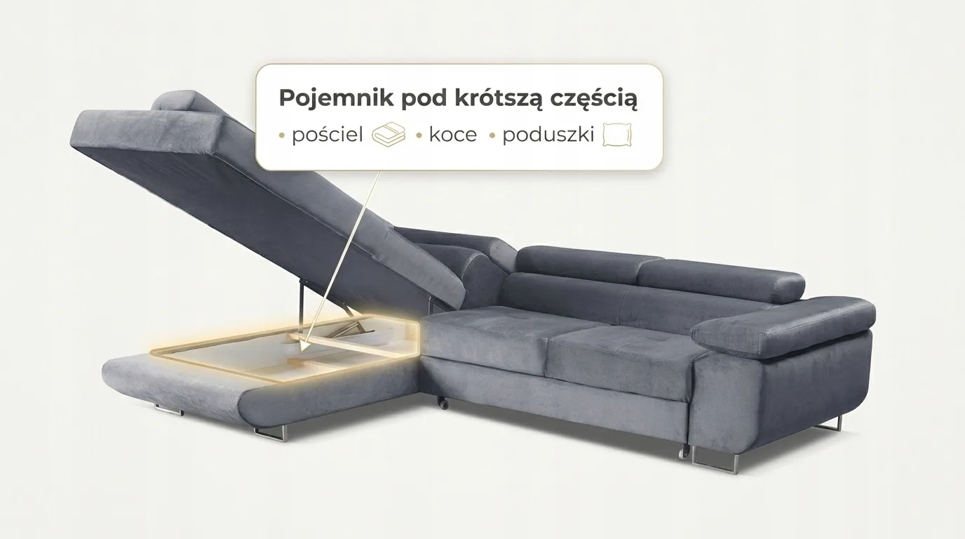 Narożnik ARCO z funkcją spania i pojemnikiem miniatura 7
